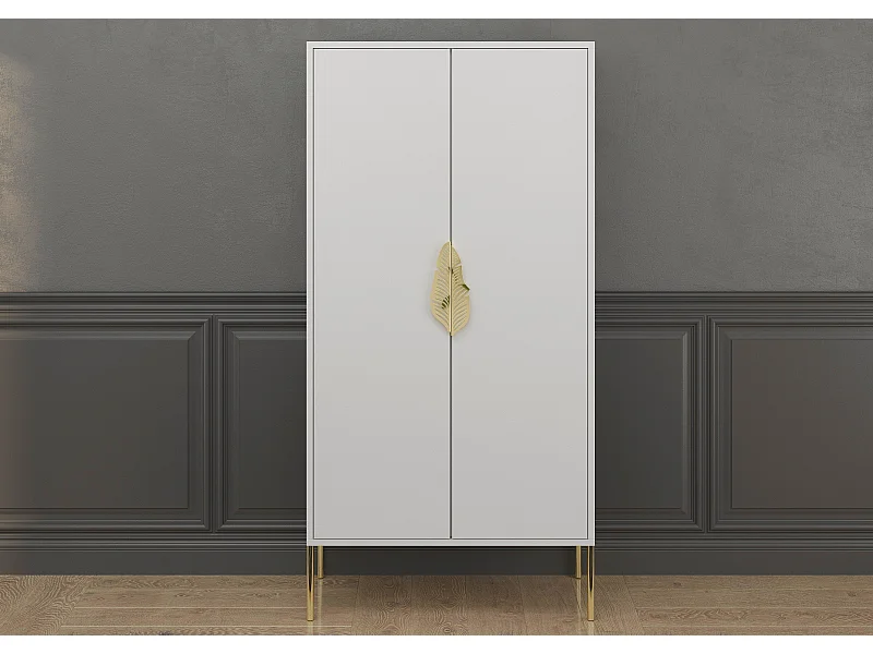 Highboard Merlin, weiß, goldene details