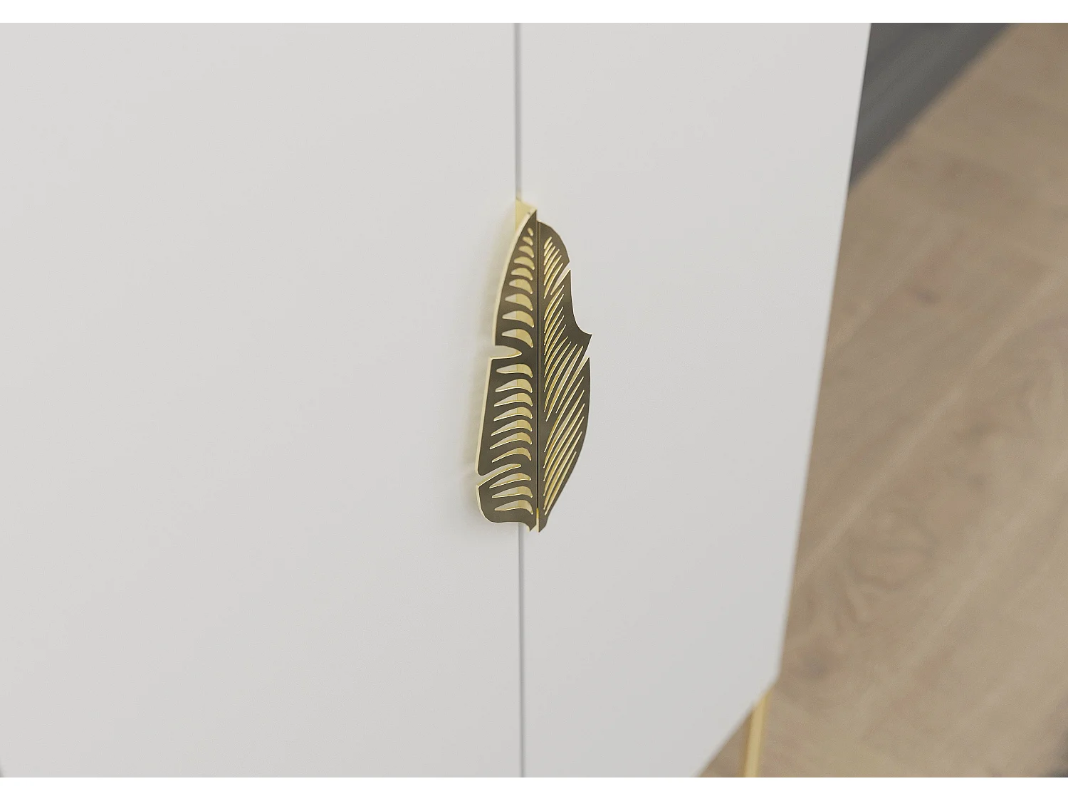 Highboard Merlin, weiß, goldene details