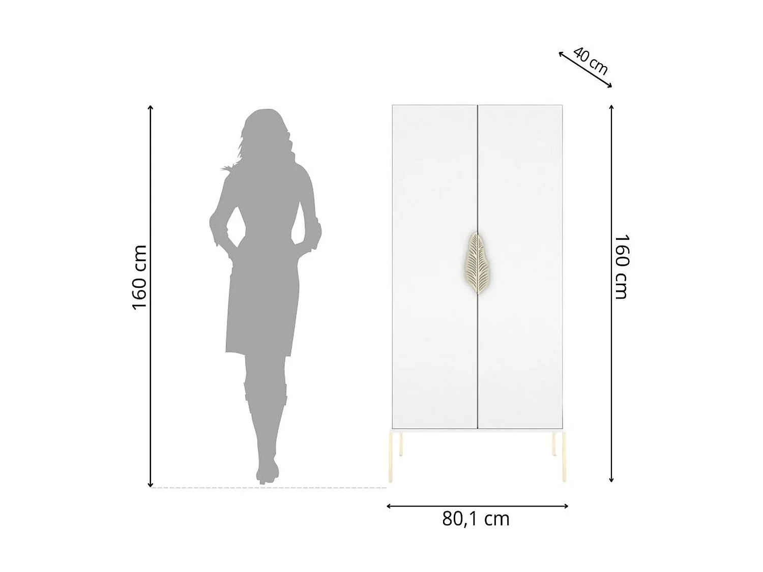 Wysoka biała komoda ze złotymi dodatkami Skandica MERLIN