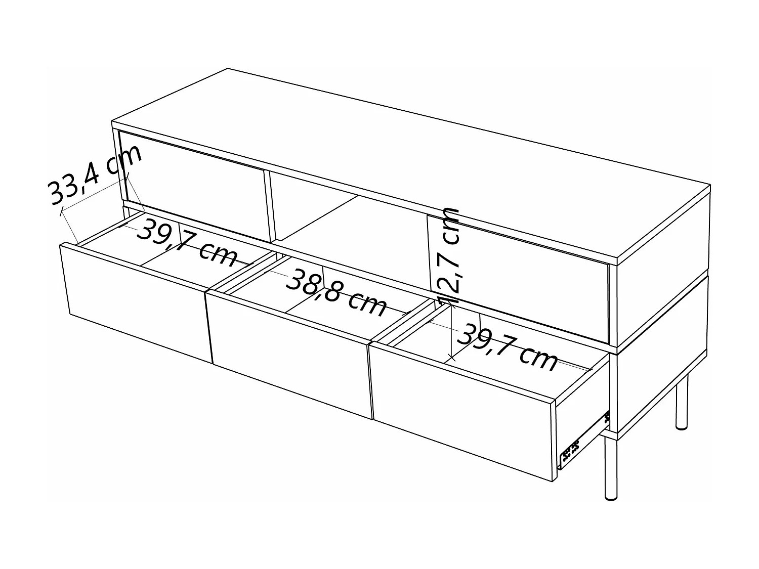 Meuble TV élégante blanche MARIKA avec des accents dorés / 137,5 cm
