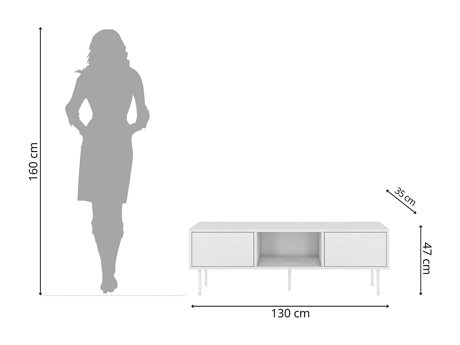 Biała nowoczesna komoda RTV Dancan MIRKA / szer. 130 cm