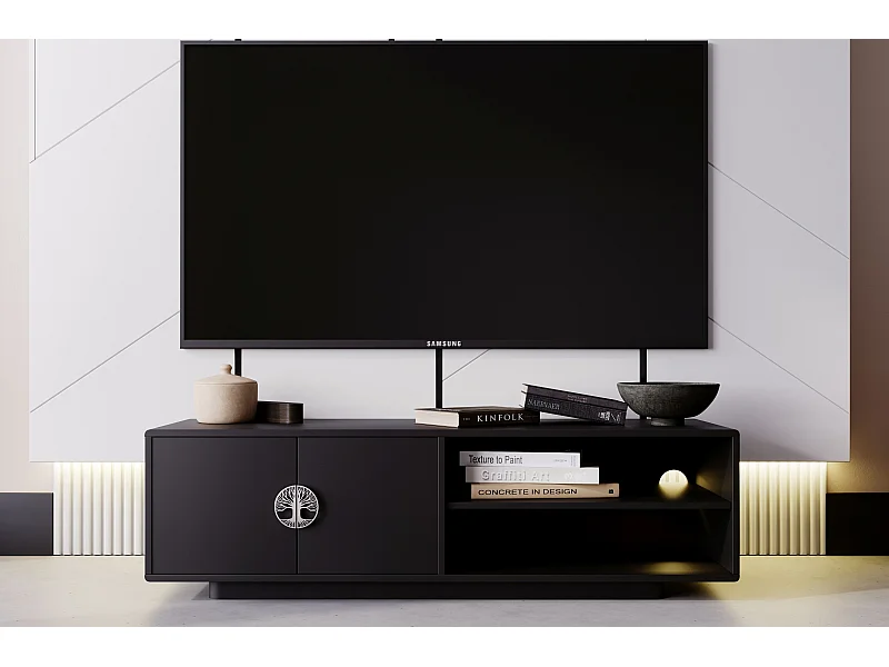 Czarna szafka RTV Dancan LOTTA / szer. 139 cm