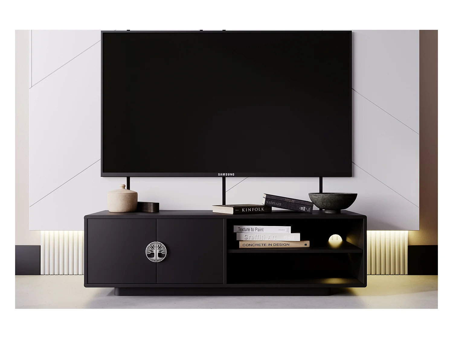 Meuble TV noire LOTTA / 139 cm