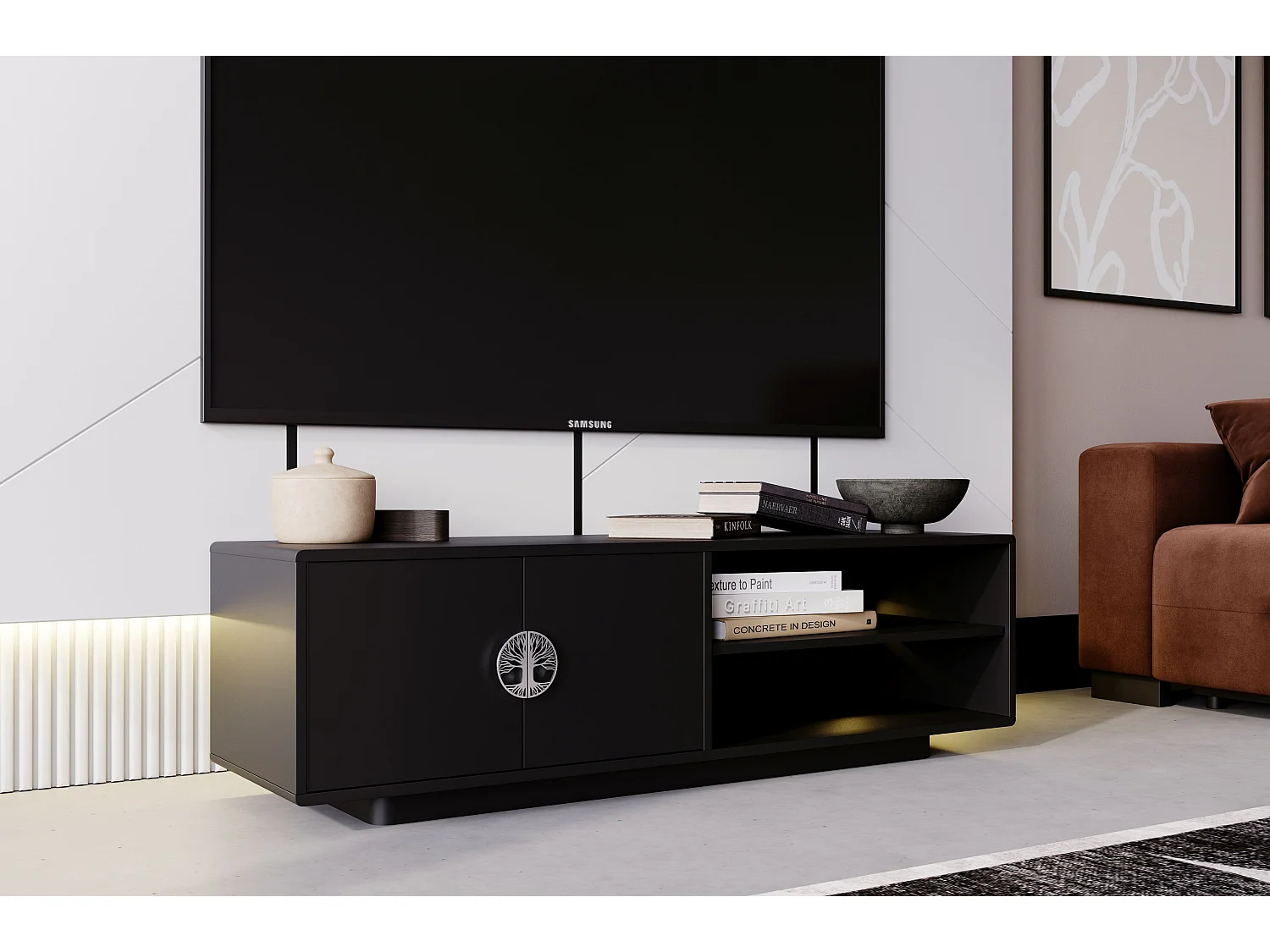 Meuble TV noire LOTTA / 139 cm