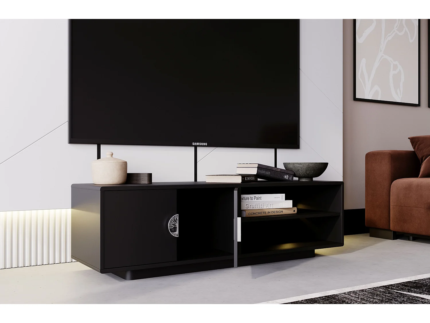 Meuble TV noire LOTTA / 139 cm