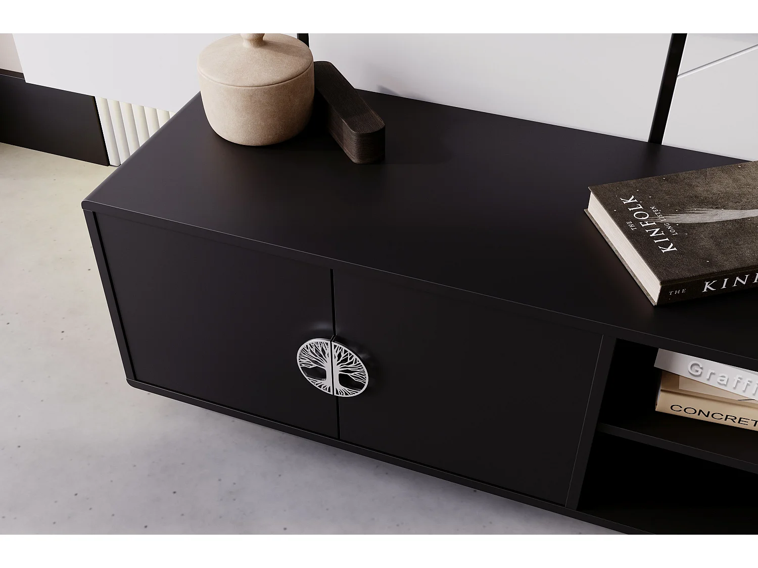 Meuble TV noire LOTTA / 139 cm