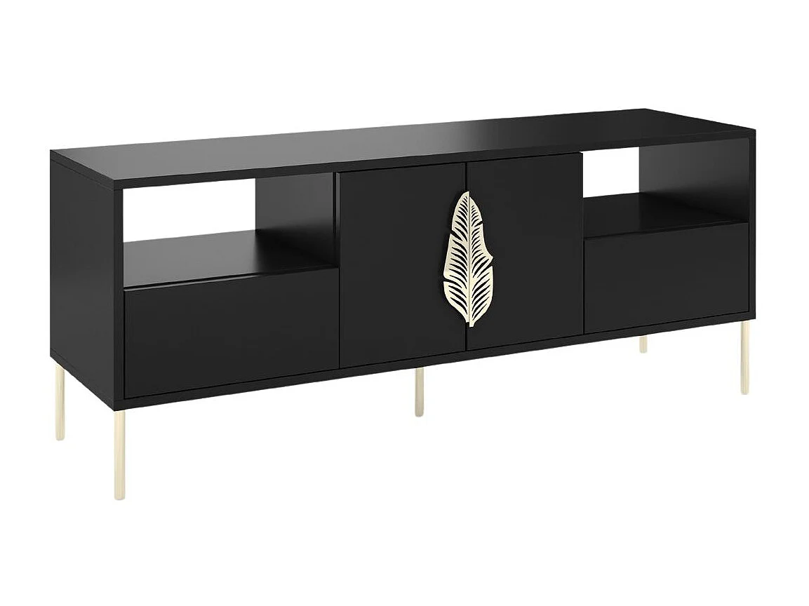 Lowboard Merlin, schwarz, goldene details