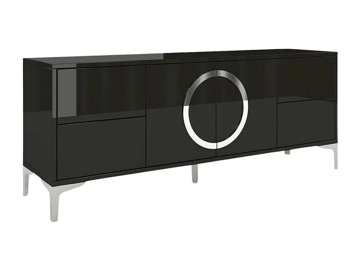 Meuble TV moderne noire EVA / brillante / 150 cm