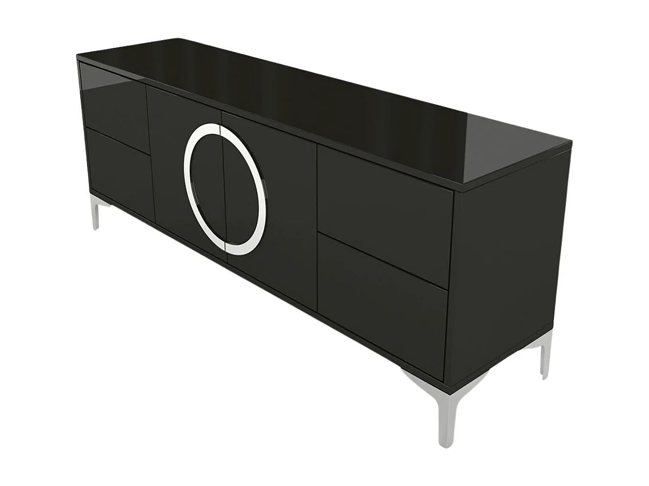 Meuble TV moderne noire EVA / brillante / 150 cm