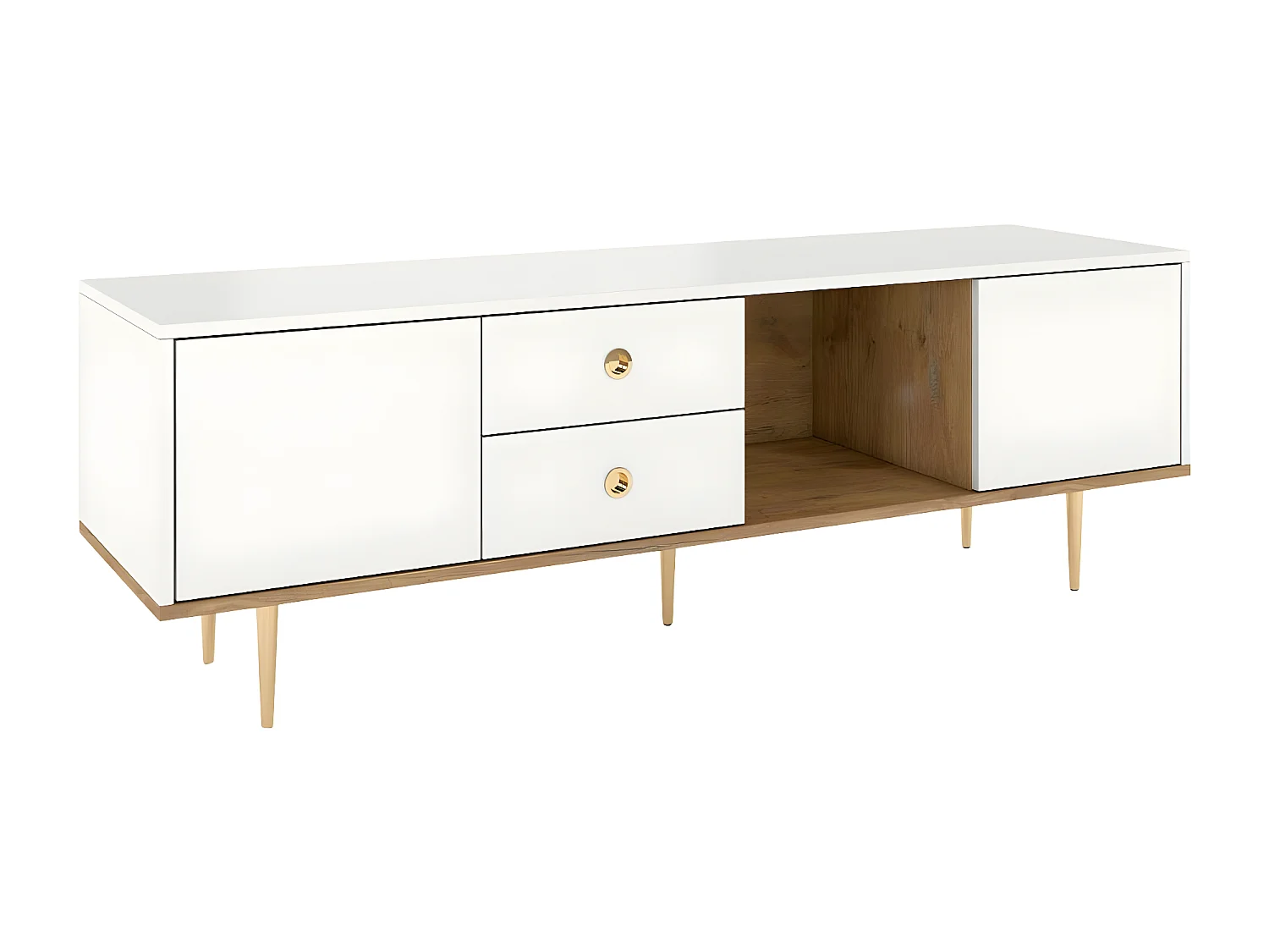 Meuble TV moderne blanc HARMONI / 160 cm