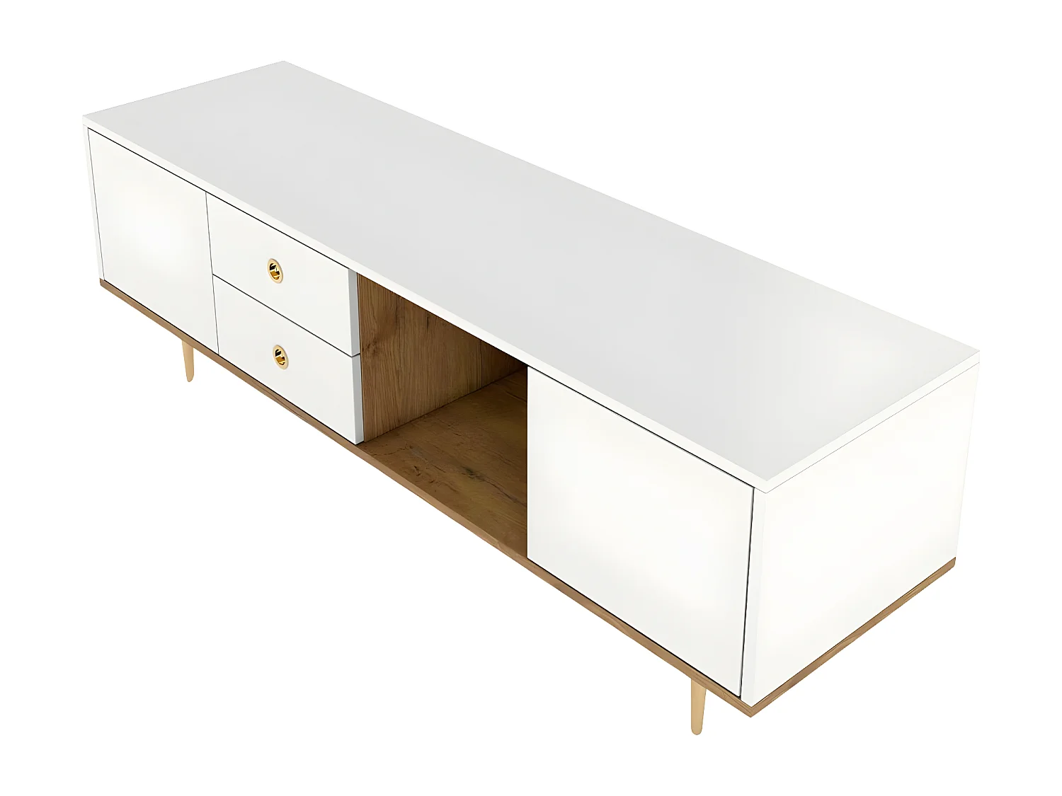 Meuble TV moderne blanc HARMONI / 160 cm