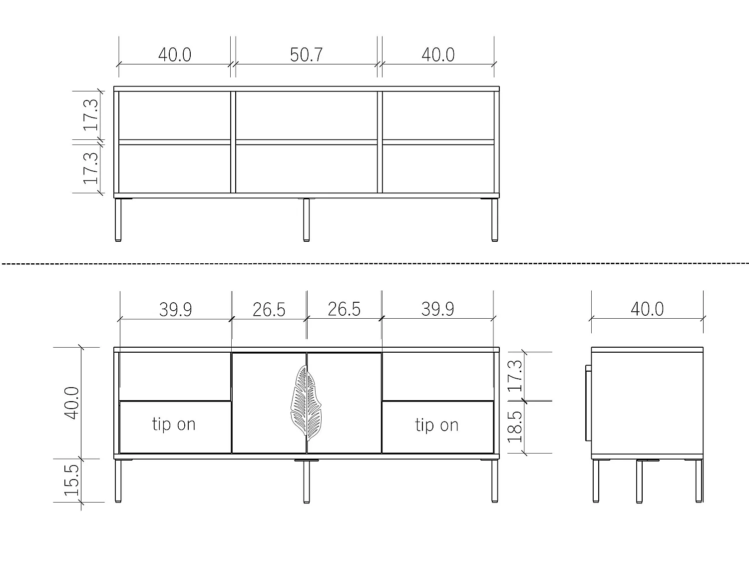 Lowboard Merlin, marinblau, silberne details