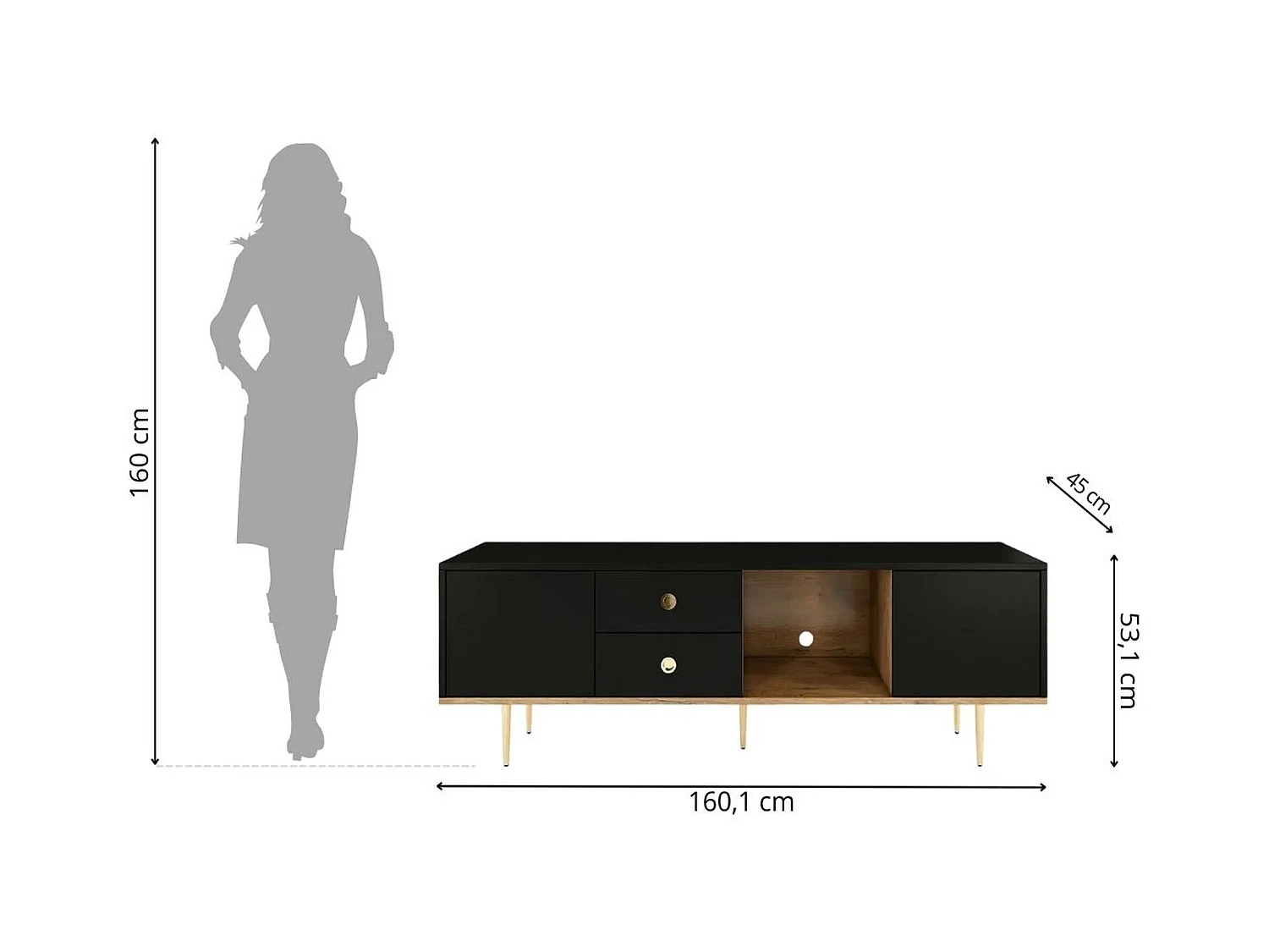 Czarna nowoczesna szafka RTV Skandica HARMONI