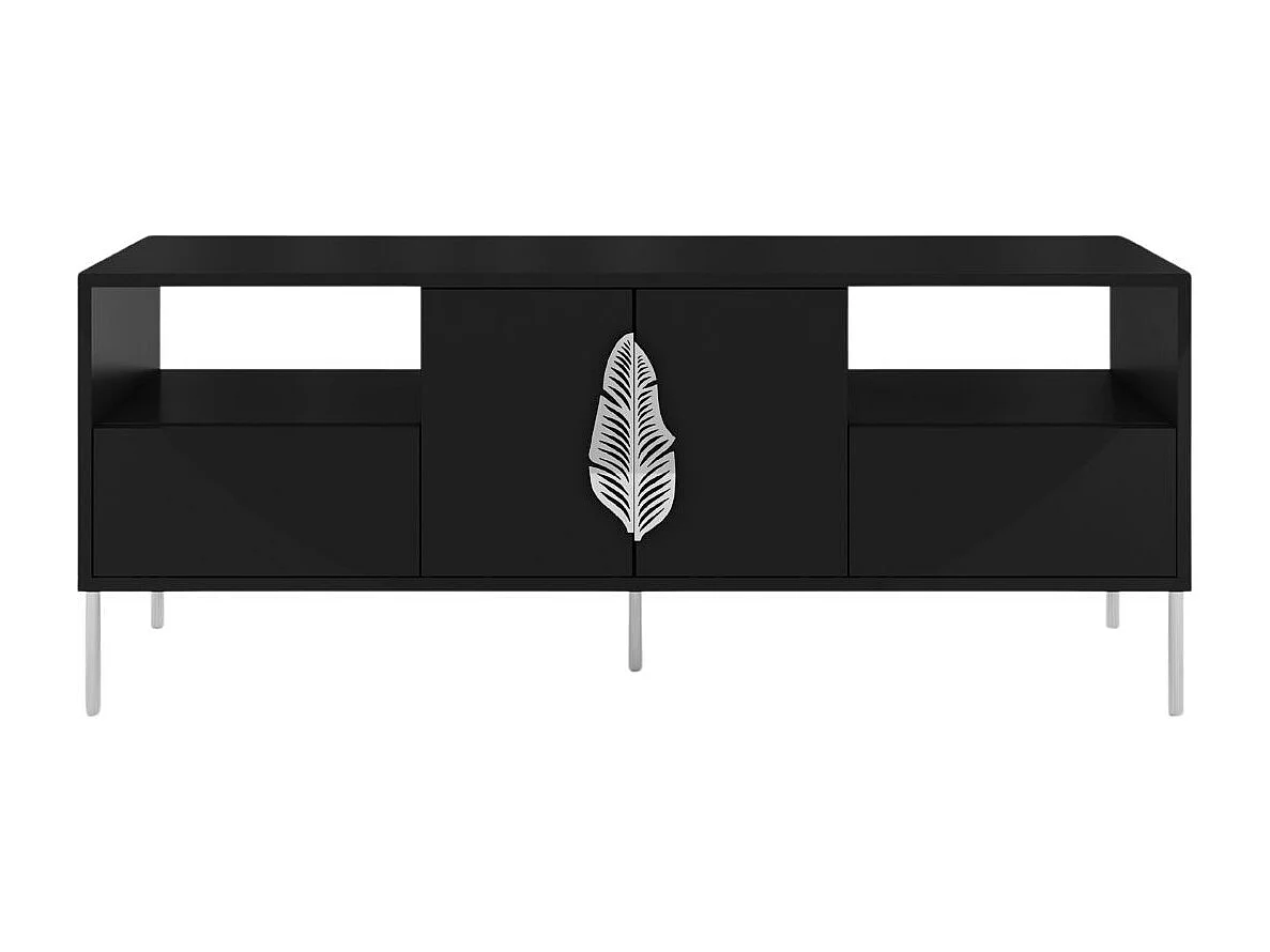 Lowboard Merlin, schwarz, silberne details