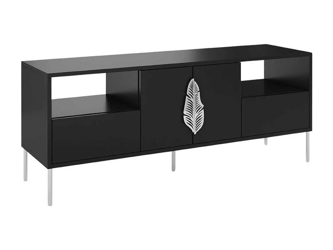Lowboard Merlin, schwarz, silberne details
