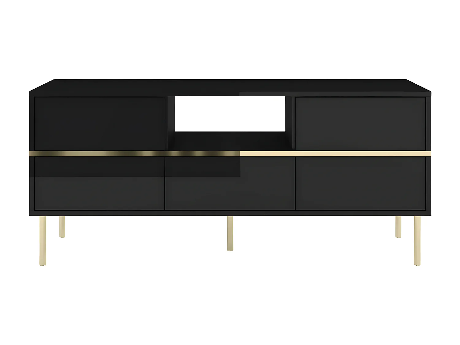 Lowboard Marika, schwarz, gold, hochglanz