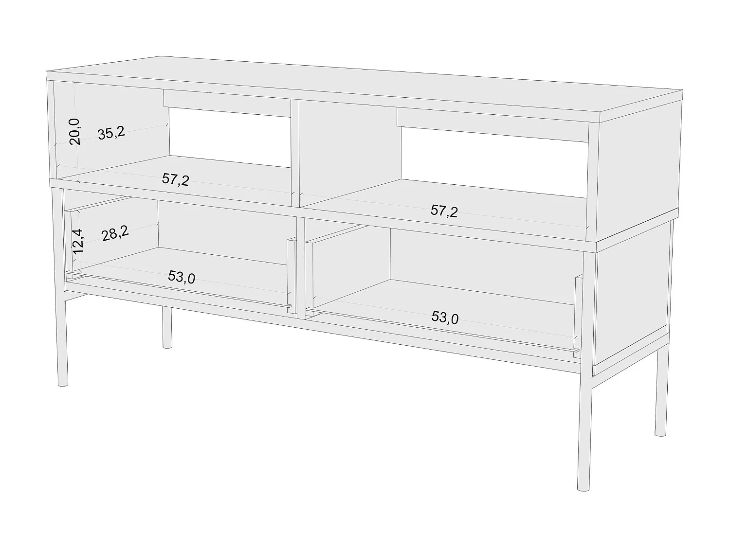 Lowboard Polka, schwarz, goldene details