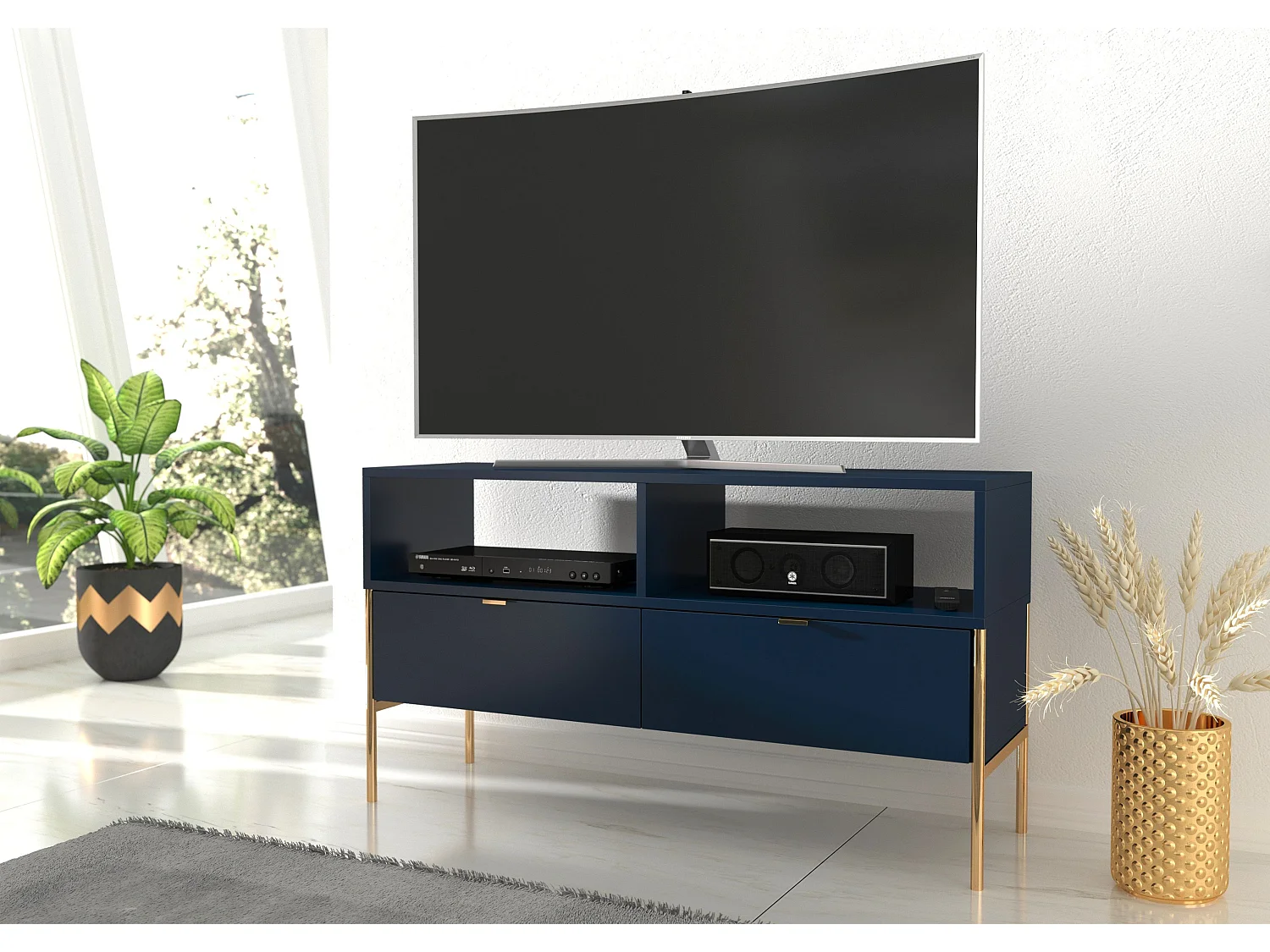 Lowboard Polka, marineblau, goldene details