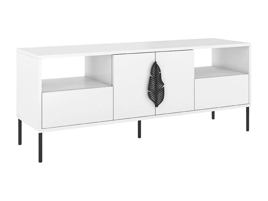 Lowboard Merlin, weiß, schwarze details