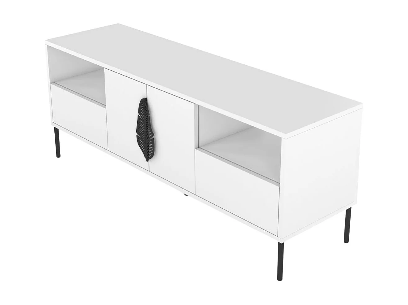 Lowboard Merlin, weiß, schwarze details