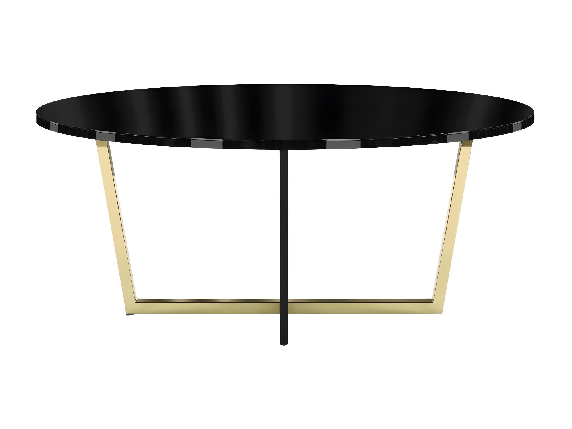 Table basse noire ROCKET avec plateau en verre noir et pied doré / 110 ...