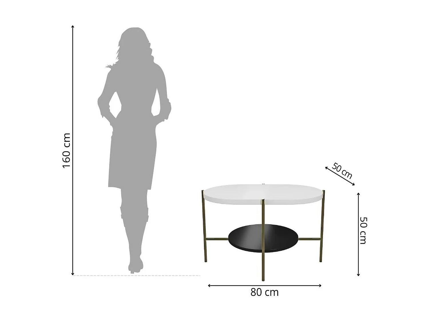 Stolik kawowy Dancan ARENA / złota podstawa / biały