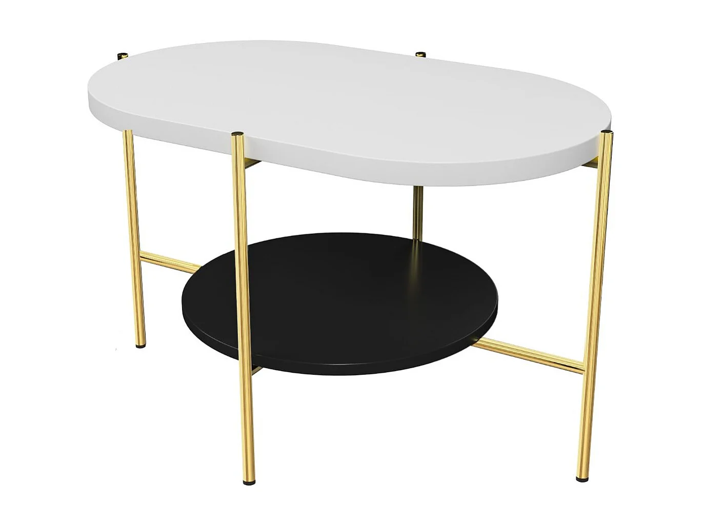 Couchtisch Arena weiß, gold, oval