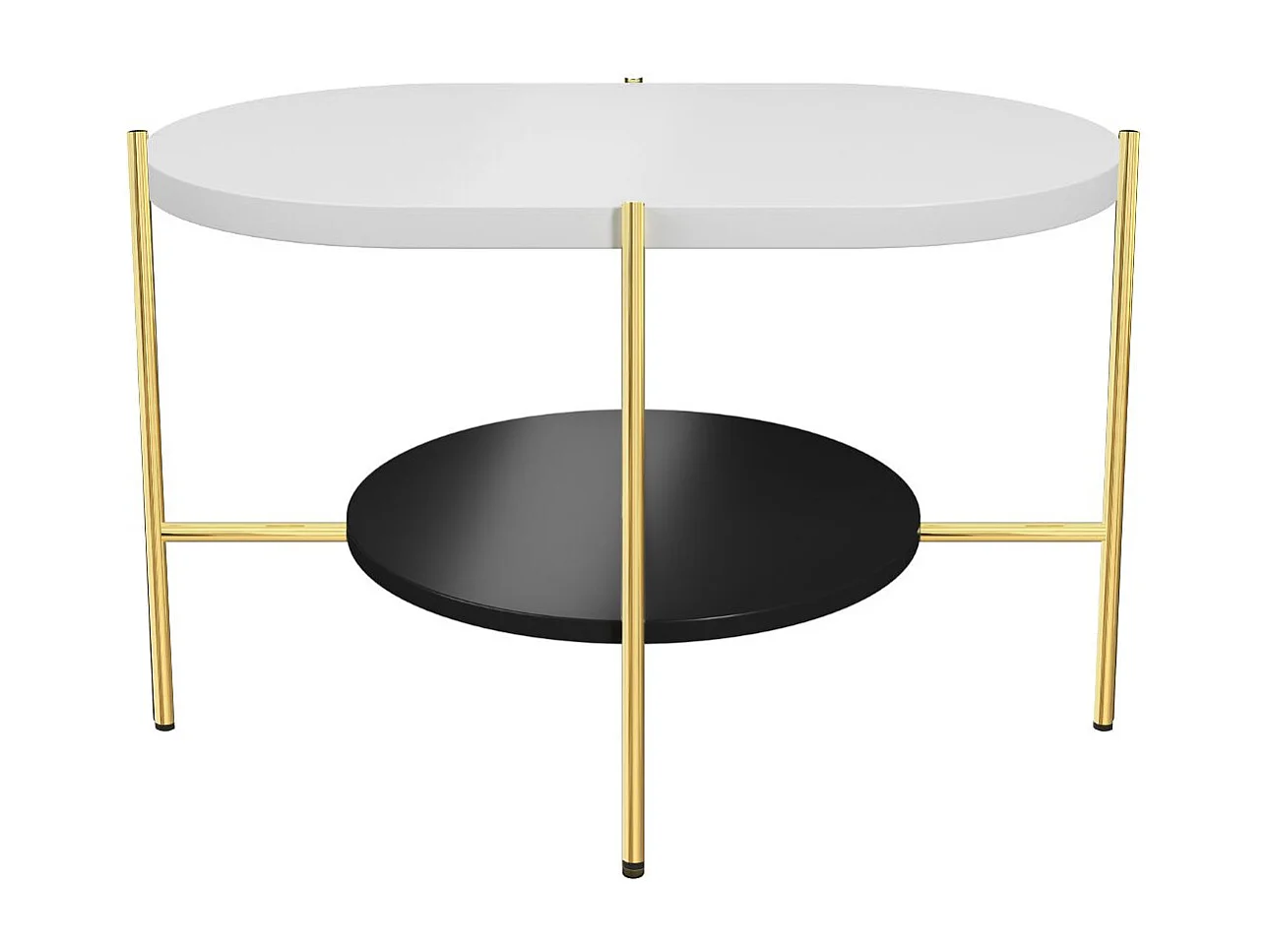Couchtisch Arena weiß, gold, oval