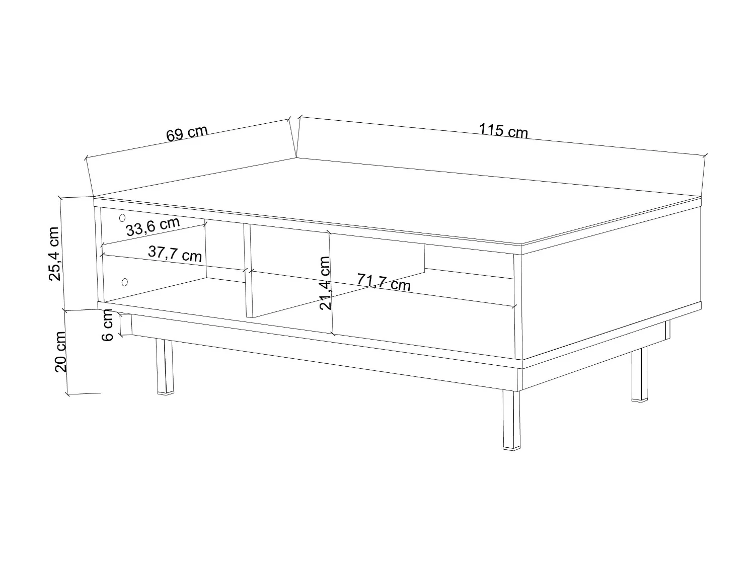 Couchtisch Artemisa schwarz, goldener akzent, hochglanz