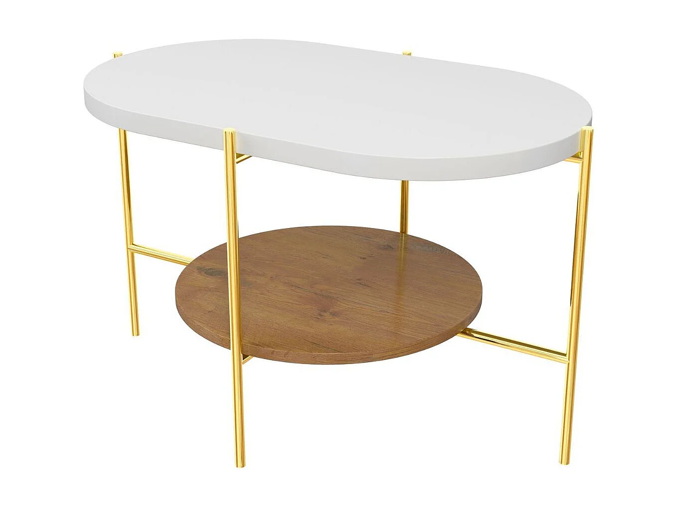 Couchtisch Arena weiß, gold, oval