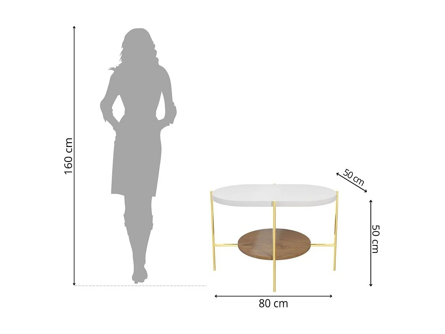 Stolik kawowy Dancan ARENA / złota podstawa / biały