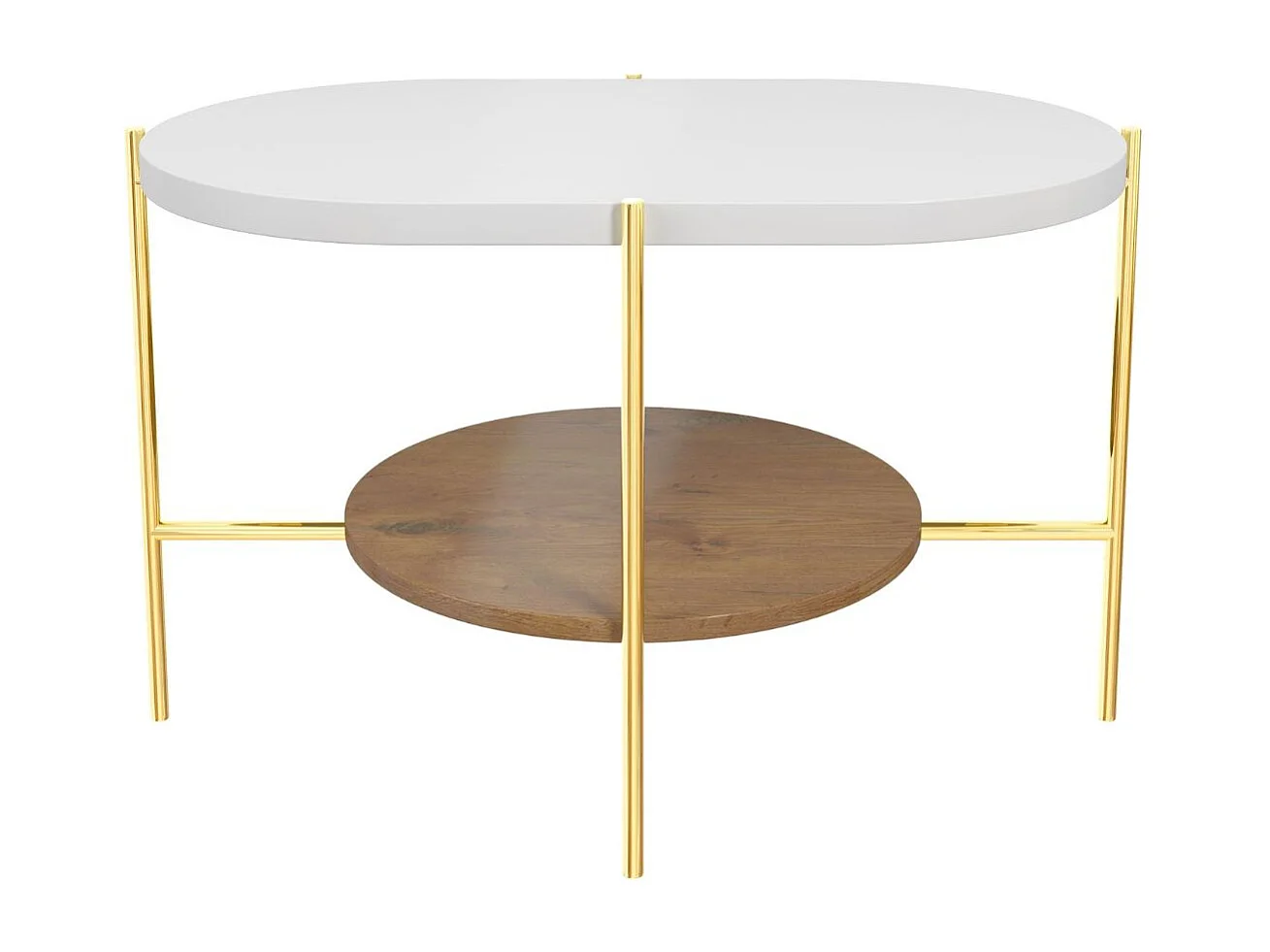 Couchtisch Arena weiß, gold, oval