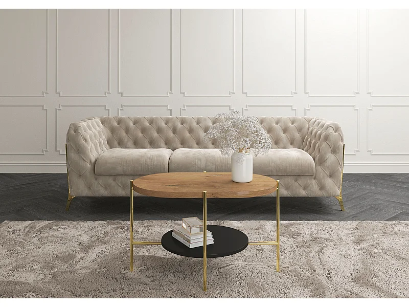 Couchtisch Arena eiche, gold, oval