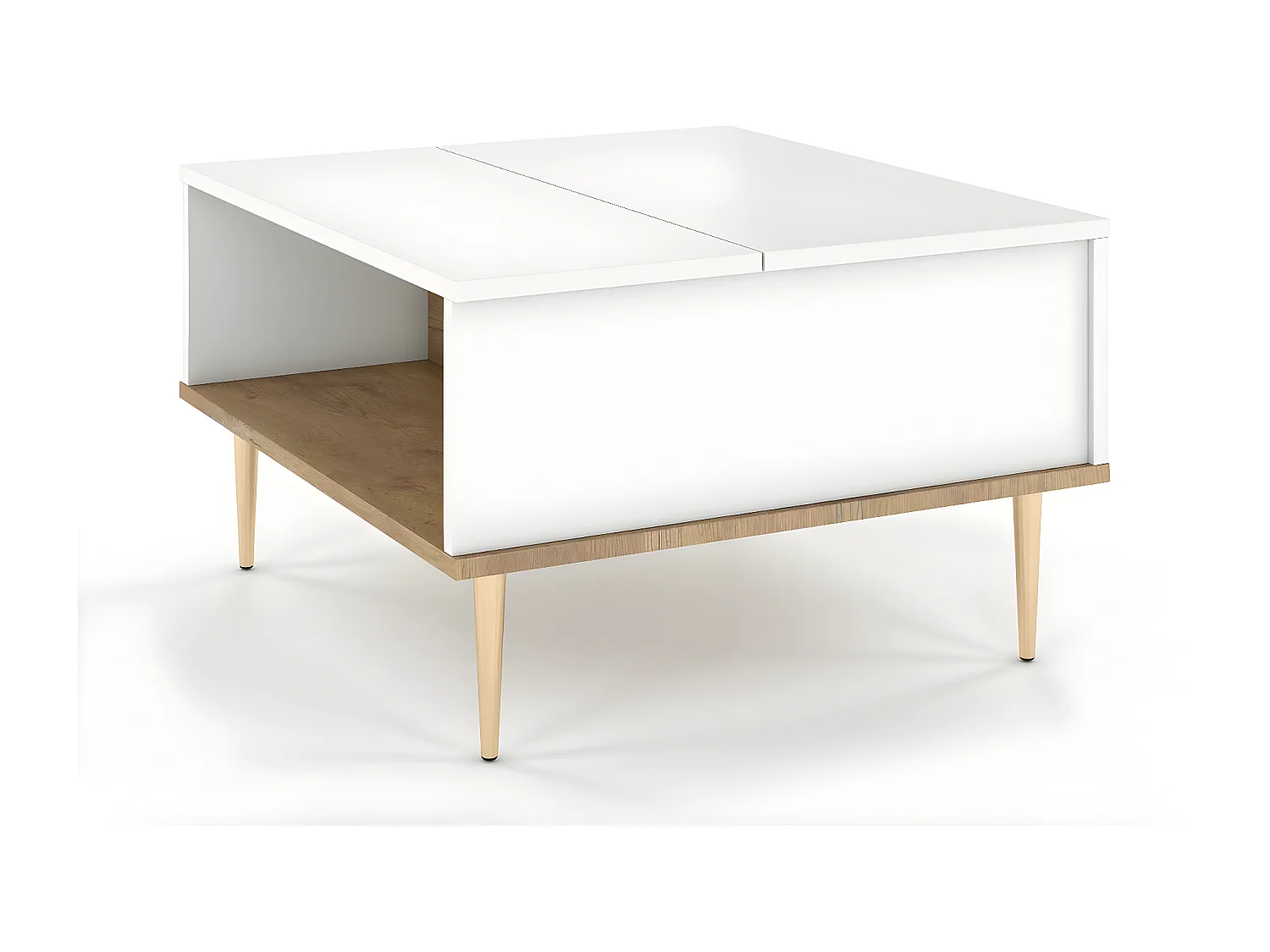 Biały stolik kawowy Skandica HARMONI z otwieranym blatem