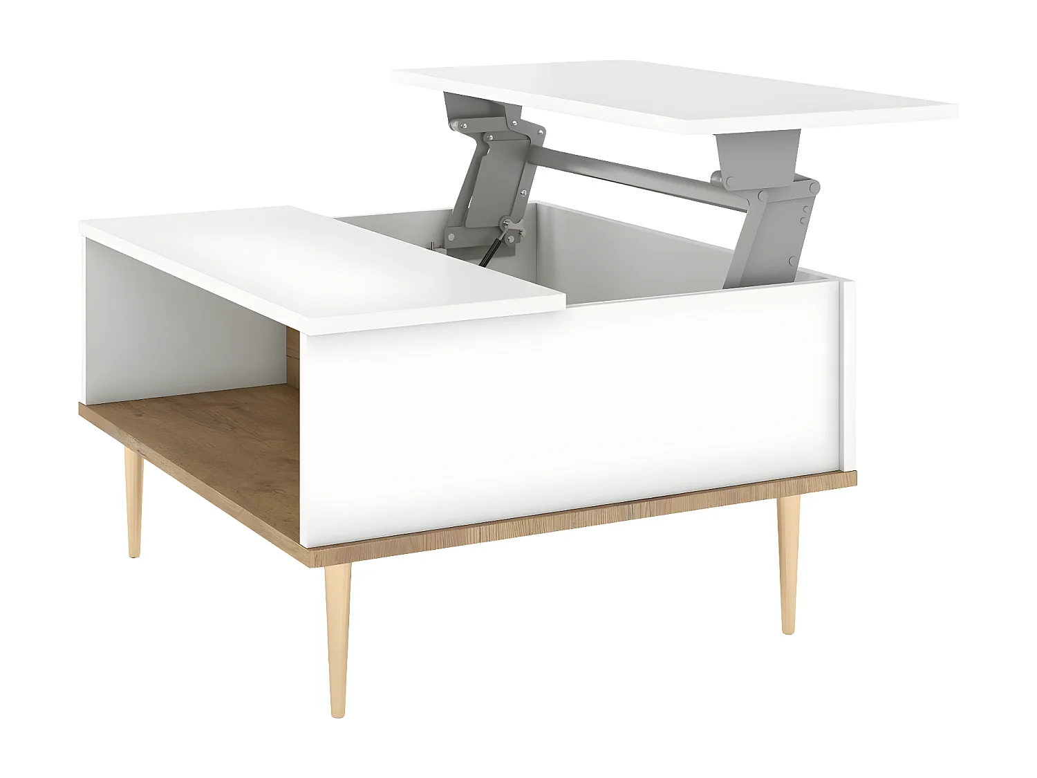 Couchtisch Harmoni, höhenverstellbarer, weiß, goldenen details