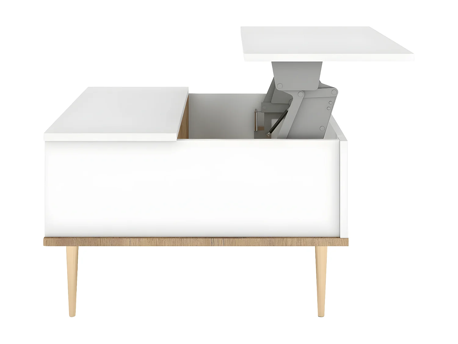 Couchtisch Harmoni, höhenverstellbarer, weiß, goldenen details