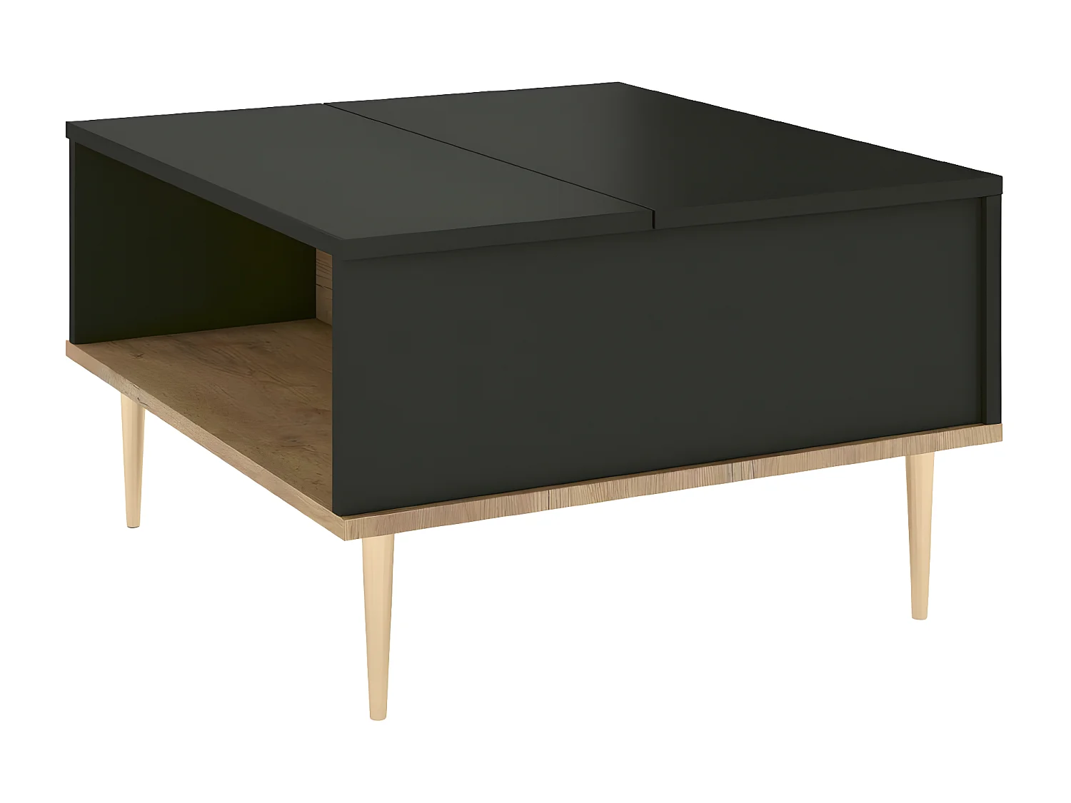 Couchtisch Harmoni, höhenverstellbarer, schwarz, goldenen details