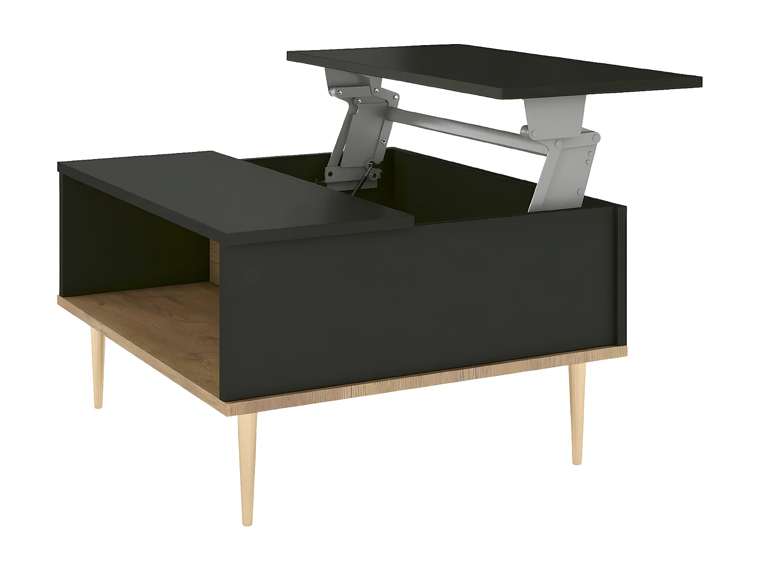 Czarny stolik kawowy Skandica HARMONI z otwieranym blatem