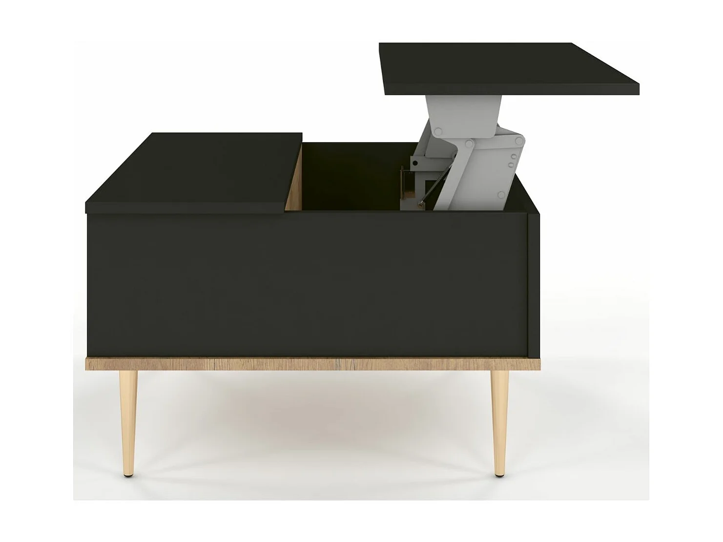 Couchtisch Harmoni, höhenverstellbarer, schwarz, goldenen details