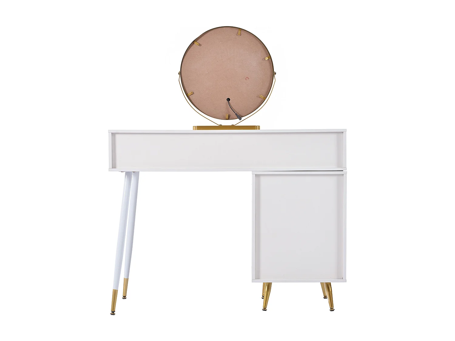 Schminktisch mit Spiegel und LED-Beleuchtung – 2 Schubladen und ein abnehmbarer Schrank – Weiß (Hocker nicht im Lieferumfang enthalten)