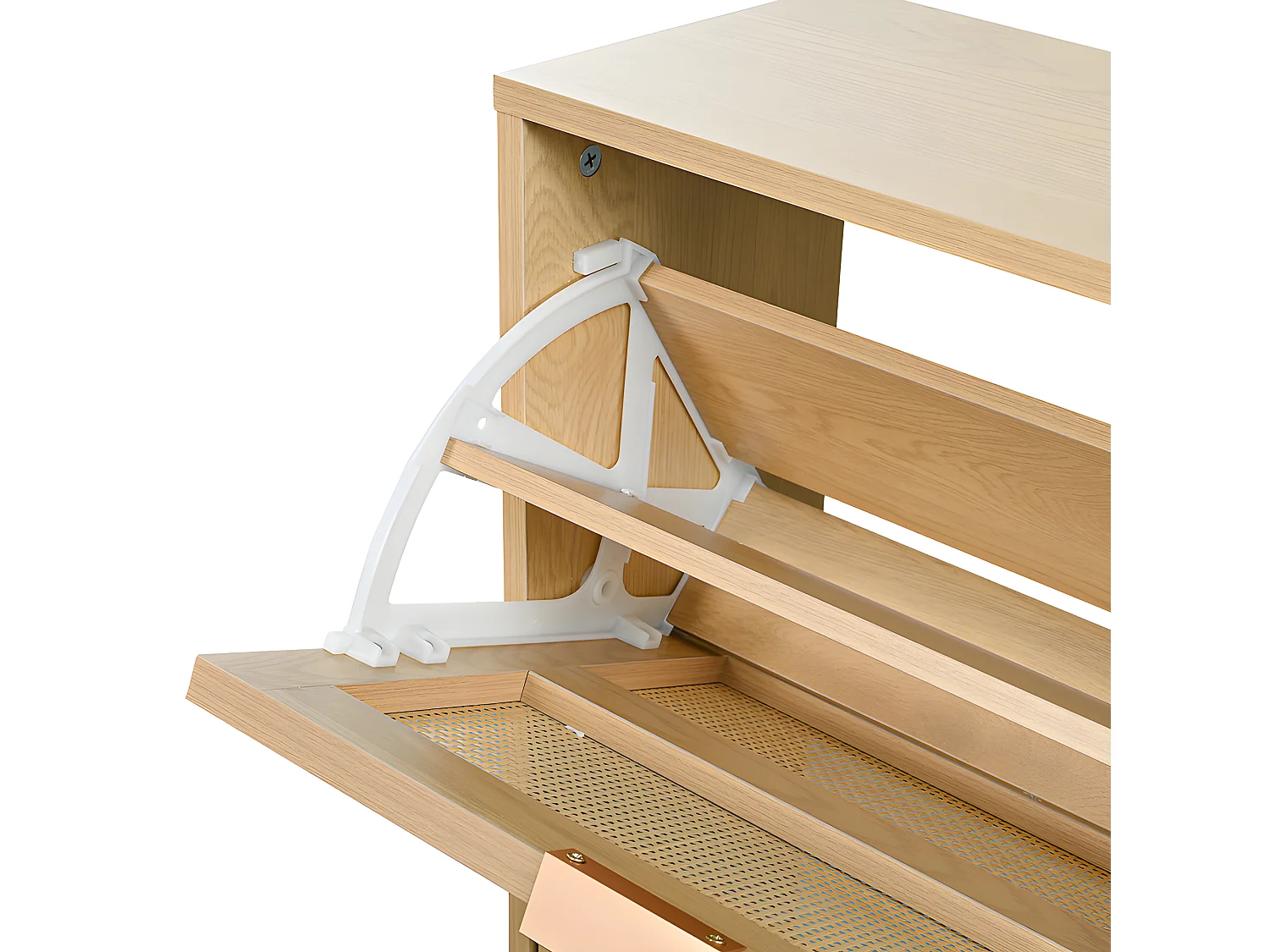 Schuhschrank aus Holz und Rattan – 4 Klapptüren – Natur