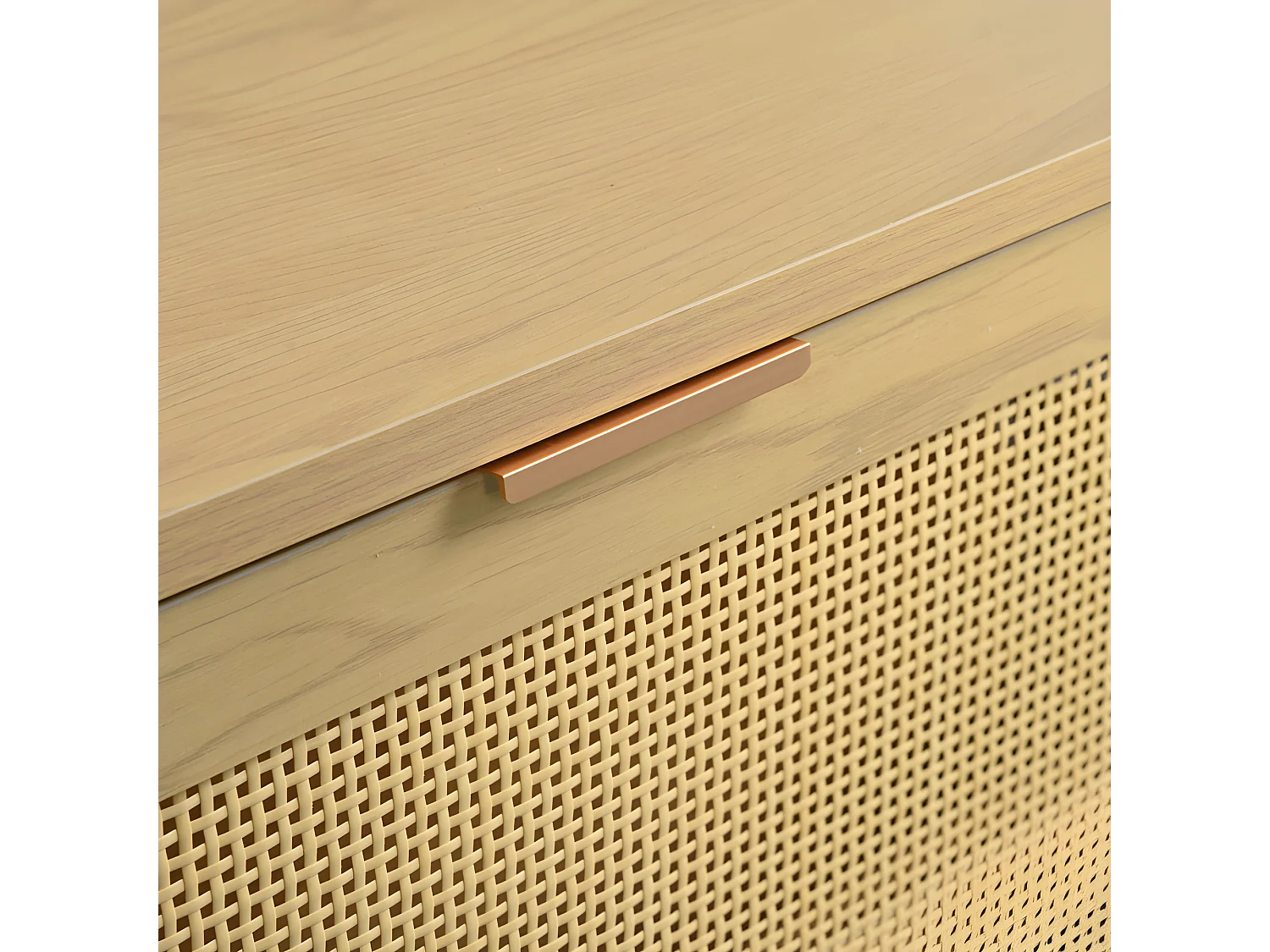 Meuble à chaussures en bois et rotin - 4 portes abattants - Naturel