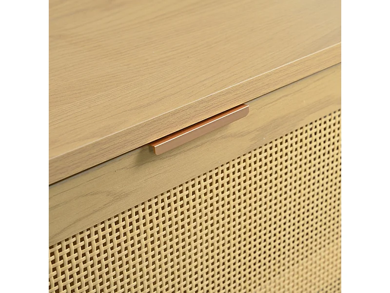 Meuble à chaussures en bois et rotin - 4 portes abattants - Naturel