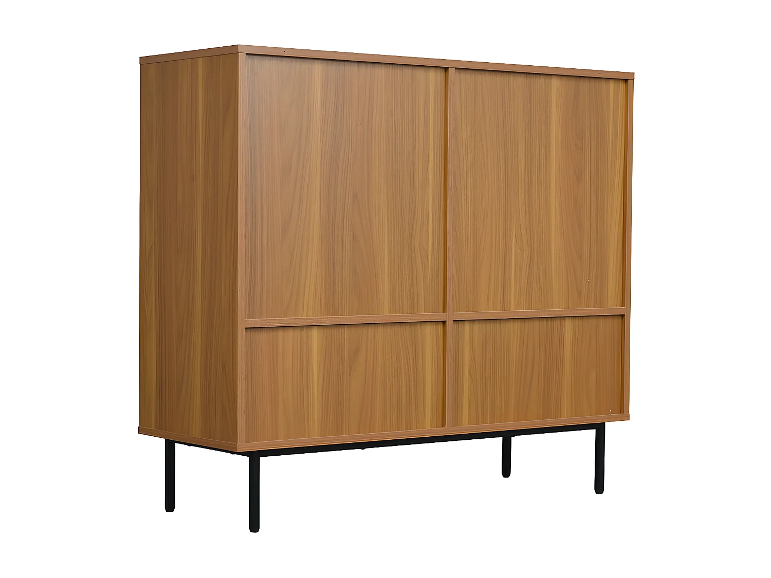 Buffet bas - avec 2 portes coulissantes et étagères réglables - Naturel