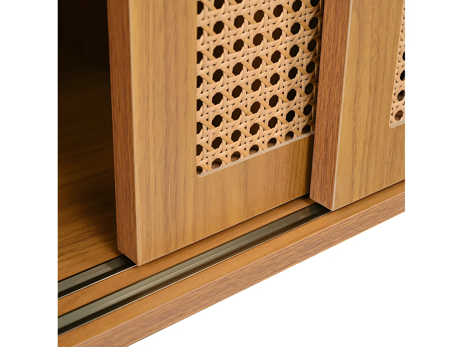 Buffet bas - avec 2 portes coulissantes et étagères réglables - Naturel