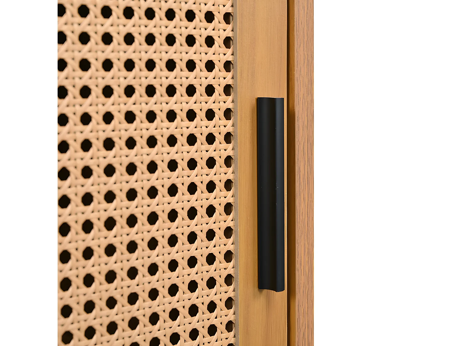 Aparador bajo - con 2 puertas correderas y estantes ajustables - Natural