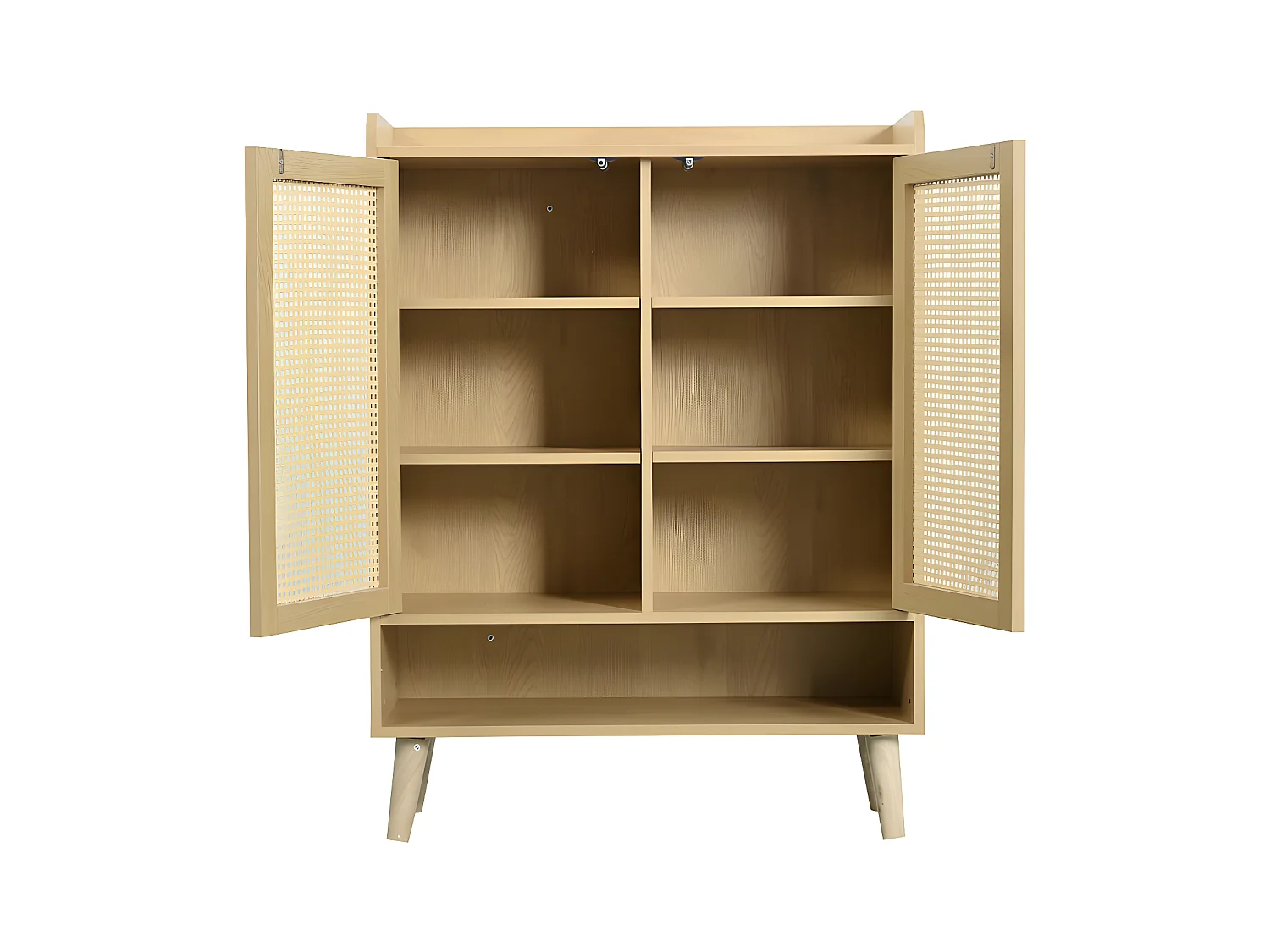 Laag dressoir - met 2 deuren en 6 planken - Naturel