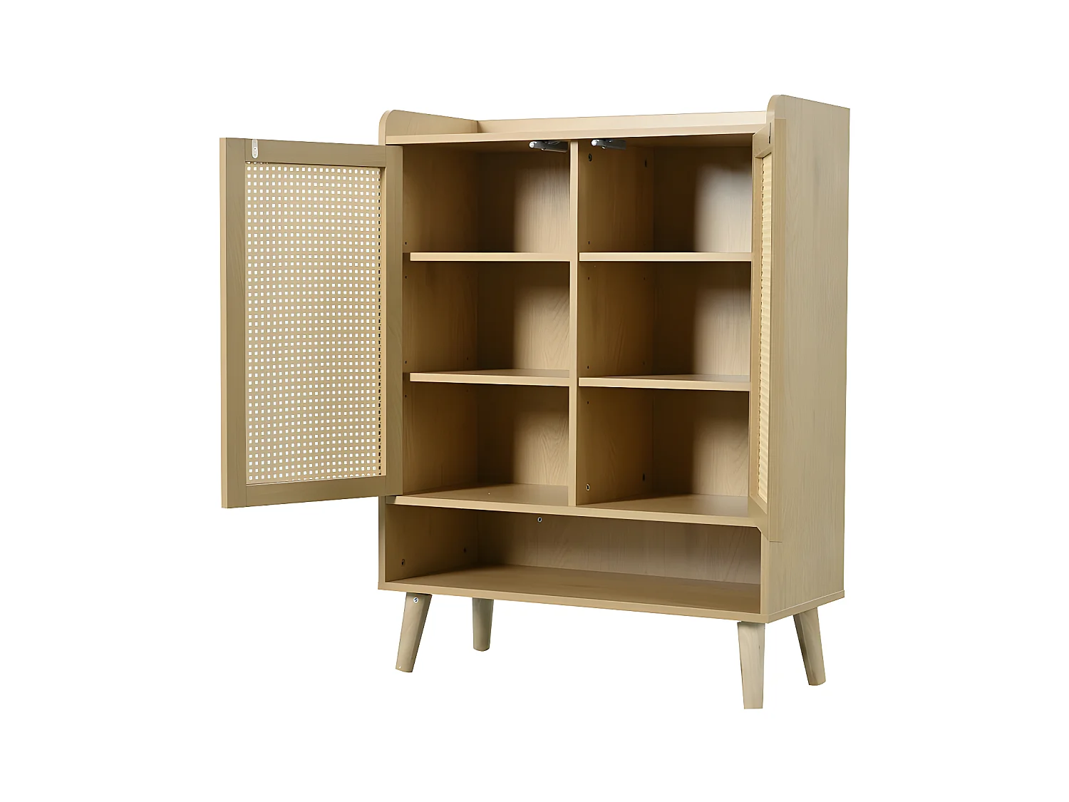 Laag dressoir - met 2 deuren en 6 planken - Naturel