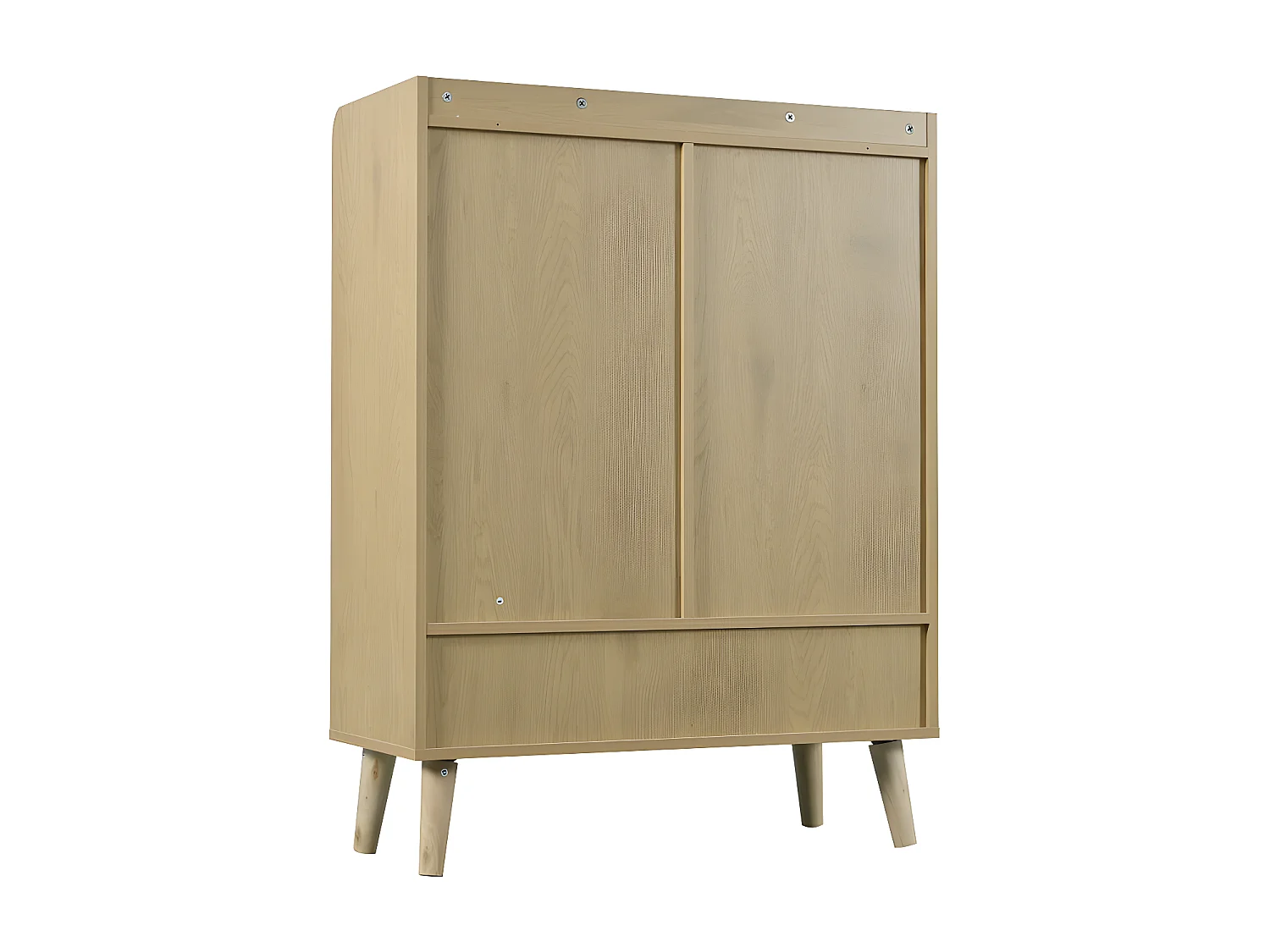 Niedriges Sideboard – mit 2 Türen und 6 Regalen – Natur