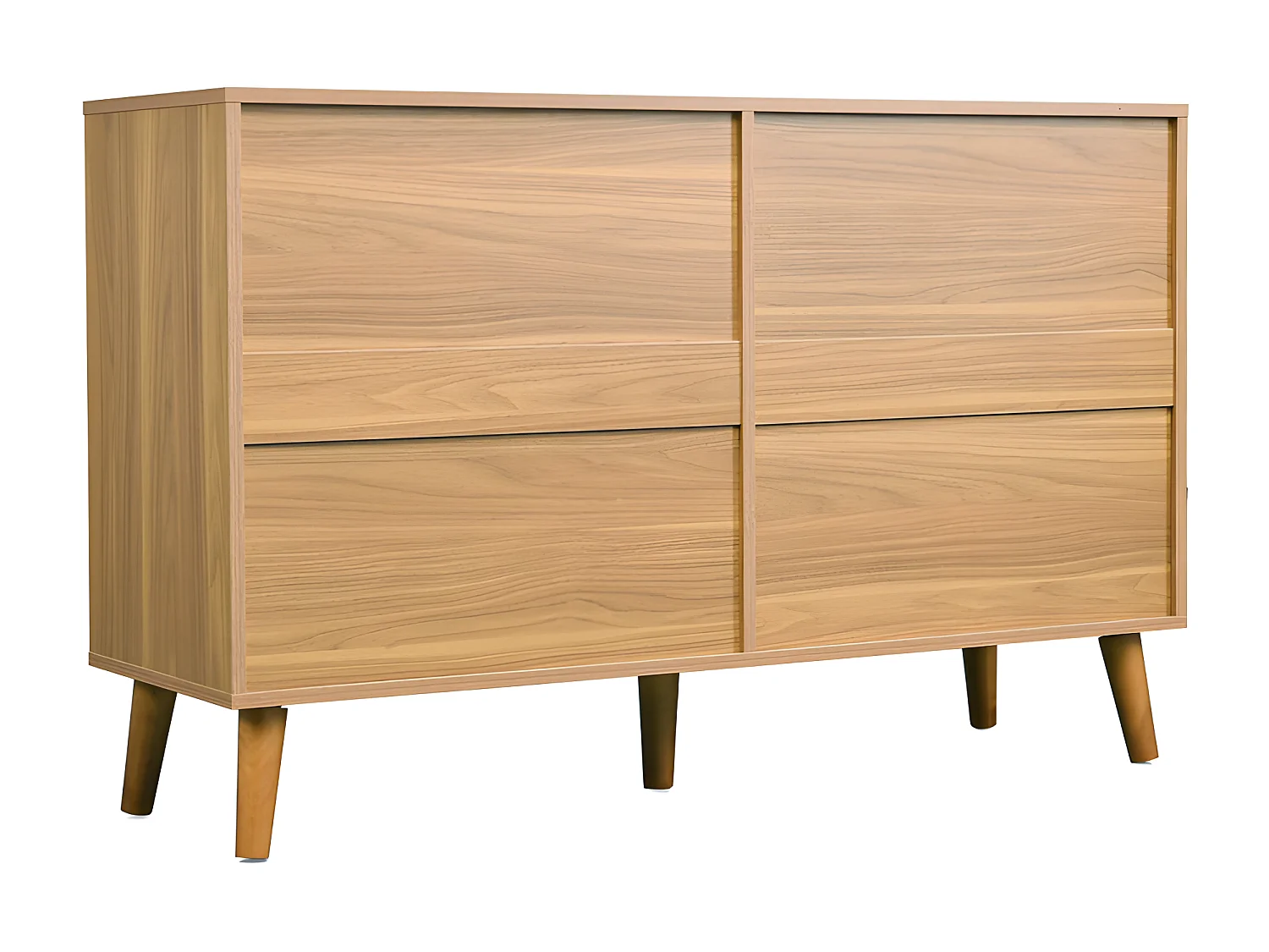 Laag dressoir - met 6 lades - Donker naturel